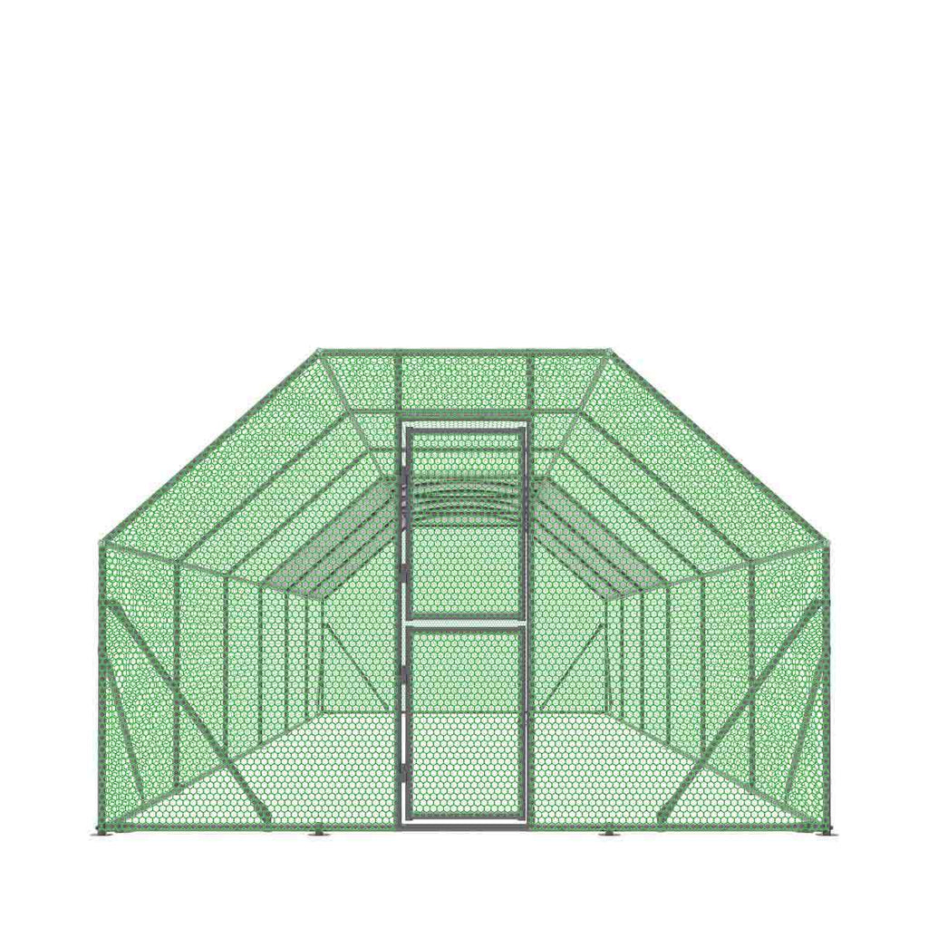 TMG Industrial 10’ x 40’ Wire Mesh Chicken Run Shelter Coop, Galvanized Steel, 400 Sq-Ft, Lockable Gate, PVC Coated Mesh, TMG-CRS1040
