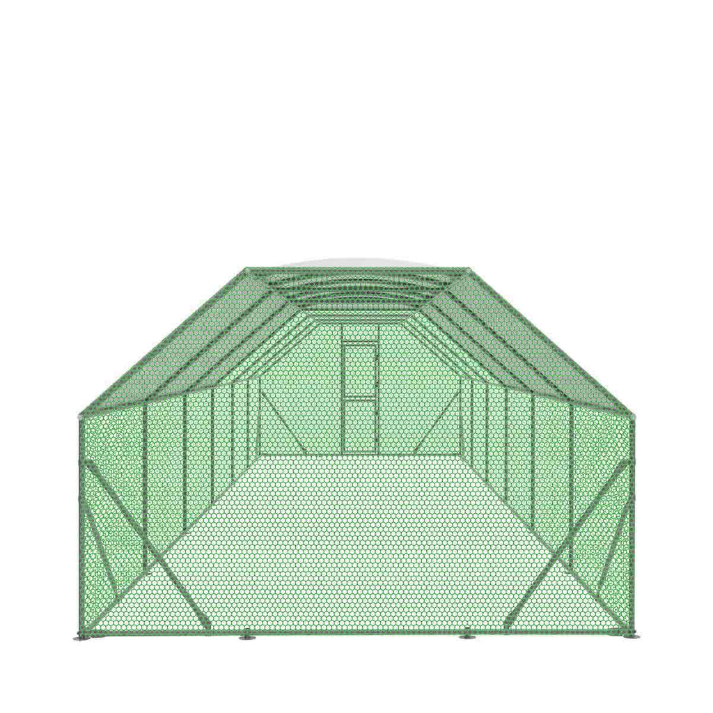 TMG Industrial 10’ x 40’ Wire Mesh Chicken Run Shelter Coop, Galvanized Steel, 400 Sq-Ft, Lockable Gate, PVC Coated Mesh, TMG-CRS1040