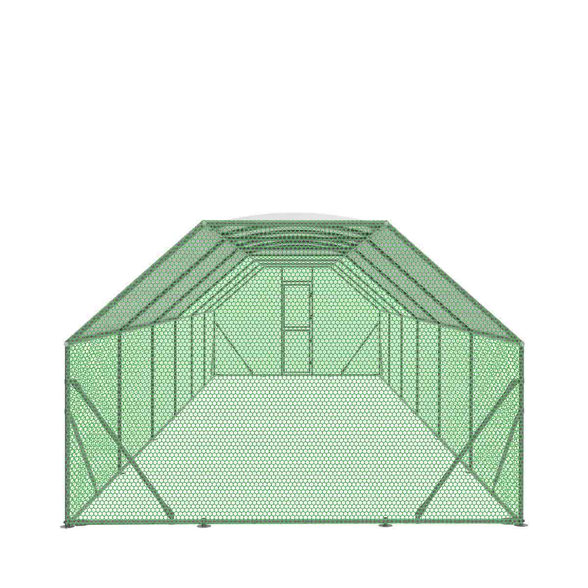 TMG Industrial 10’ x 40’ Wire Mesh Chicken Run Shelter Coop, Galvanized Steel, 400 Sq-Ft, Lockable Gate, PVC Coated Mesh, TMG-CRS1040