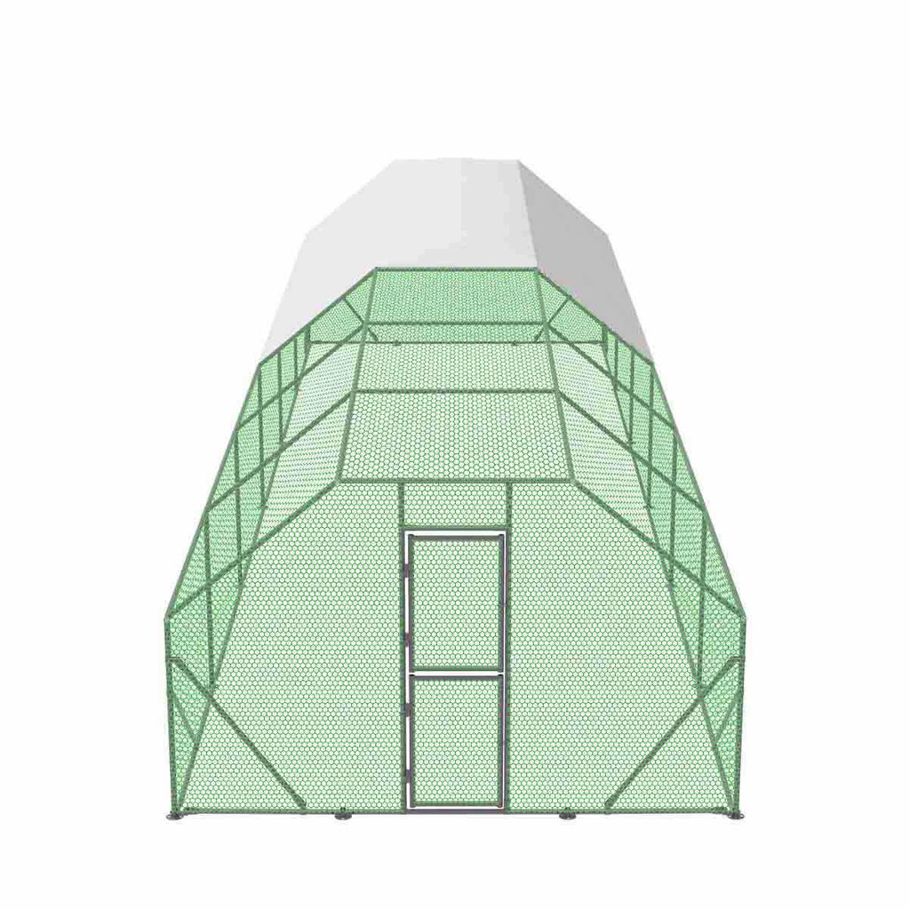 TMG Industrial 10’ x 40’ Wire Mesh Chicken Run Shelter Coop, Galvanized Steel, 400 Sq-Ft, Lockable Gate, PVC Coated Mesh, TMG-CRS1040