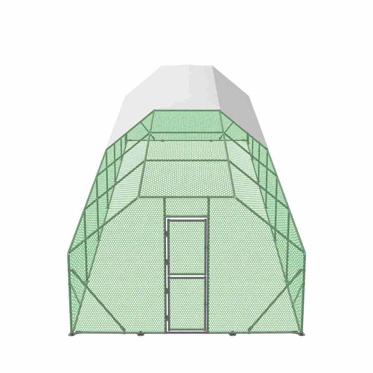 TMG Industrial 10’ x 40’ Wire Mesh Chicken Run Shelter Coop, Galvanized Steel, 400 Sq-Ft, Lockable Gate, PVC Coated Mesh, TMG-CRS1040