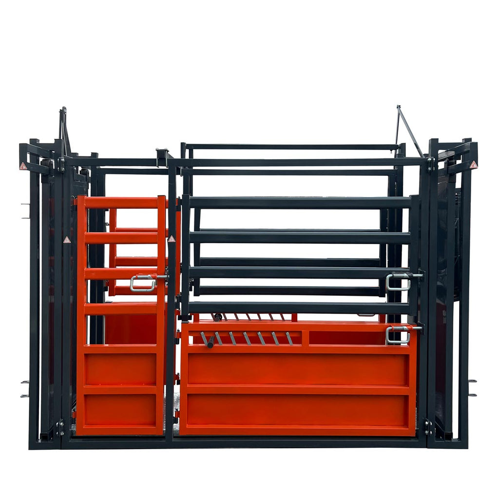 TMG Industrial 10’ Cattle Work Chute 4500-lb Weight Scale, Side Exit, Upper/Lower Swing Openings, LCD Weight Display, TMG-CSC10