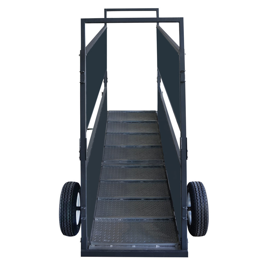 TMG Industrial 12’ Portable Cattle Loading Ramp, 2600-lb Chassis Capacity, 10,000 lb Hitch Capacity, Rib-Checkered Floor, TMG-CSR12