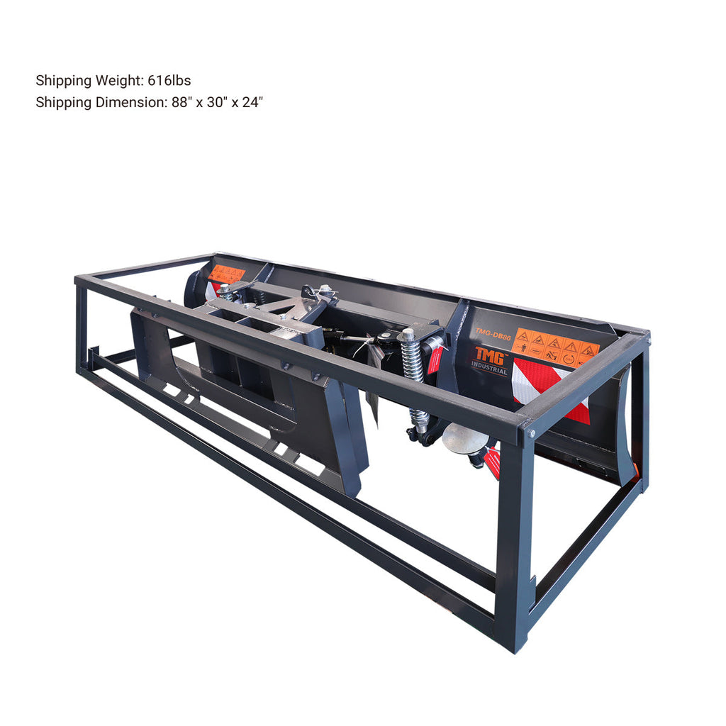 TMG Industrial 86” Skid Steer Dozer Blade/Snow Pusher, 30° Left & Right, Bolt-On Cutting Edge, Adjustable Skid Shoes, Universal Quick Mount, TMG-DB86