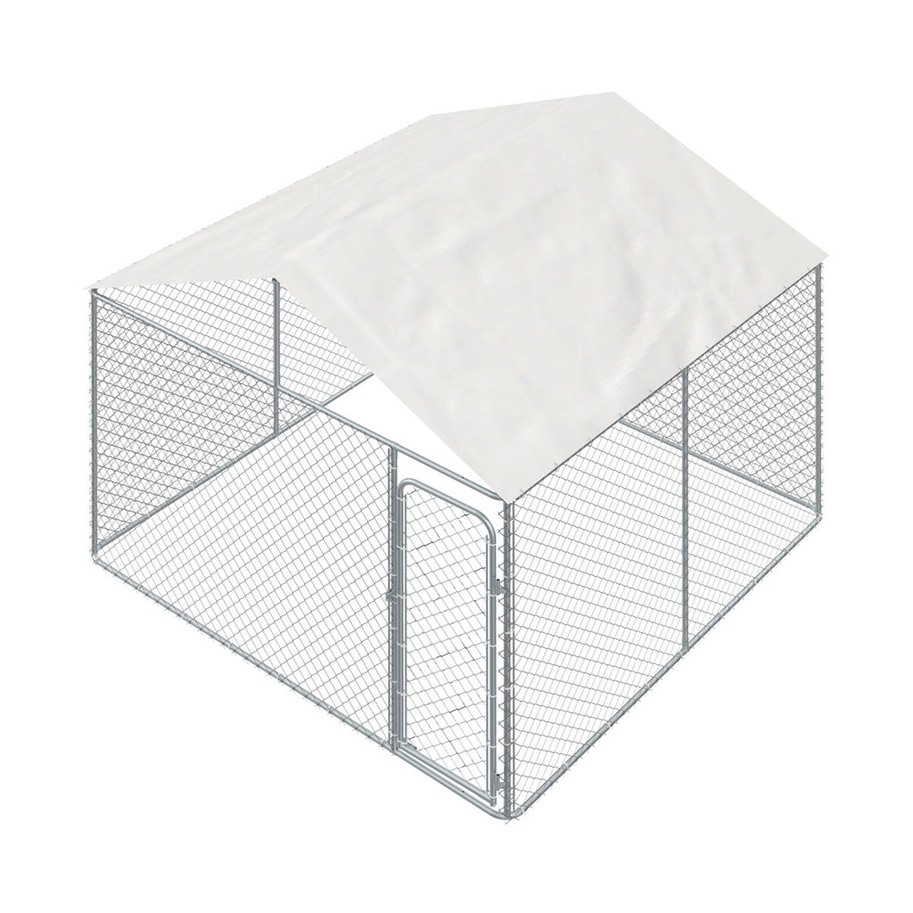 TMG Industrial 10’ x 10’ Outdoor Dog Kennel Playpen w/Cover, Outdoor Dog Runner, Pet Exercise House, Lockable Gate, 6’ Chain-Link Fence, TMG-DCP1010