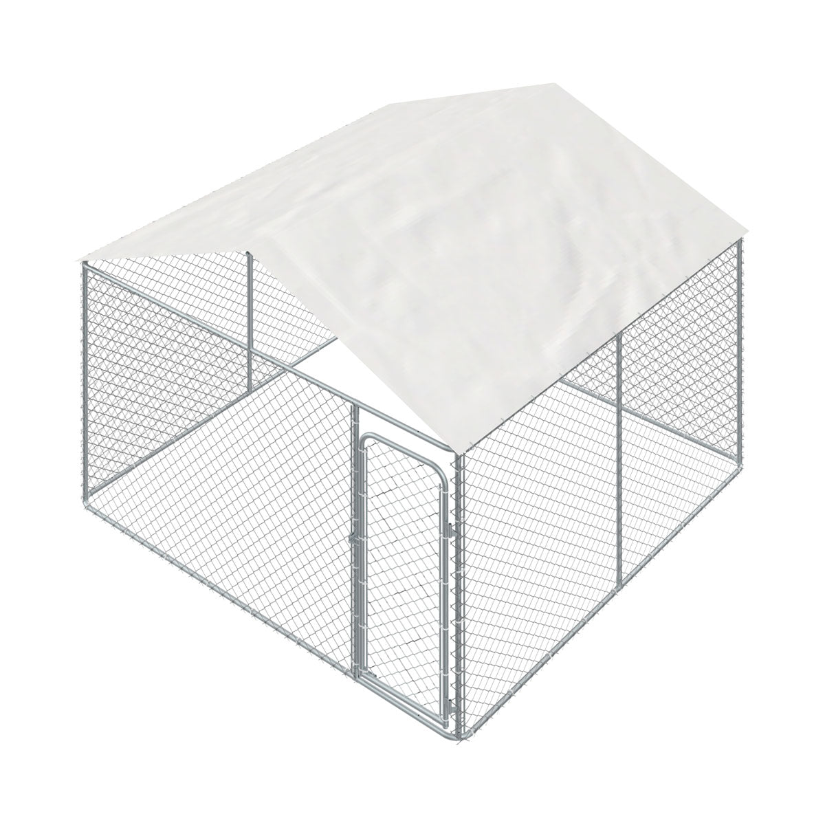 TMG Industrial 10’ x 10’ Outdoor Dog Kennel Playpen w/Cover, Outdoor Dog Runner, Pet Exercise House, Lockable Gate, 6’ Chain-Link Fence, TMG-DCP1010