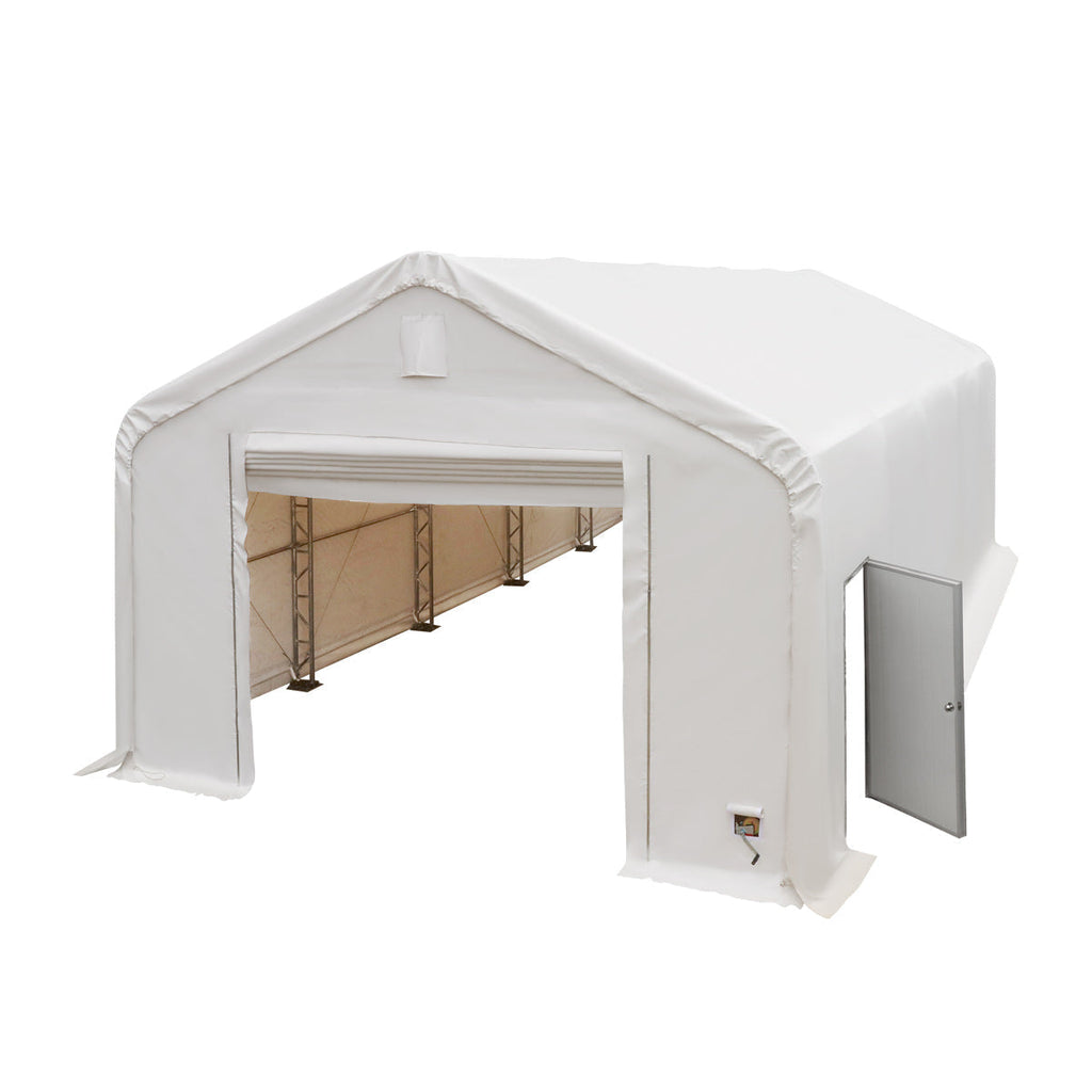 TMG Industrial Pro Series 20' x 40' Dual Truss Storage Shelter with Heavy Duty 17 oz PVC Cover & Drive Through Doors, TMG-DT2041-PRO
