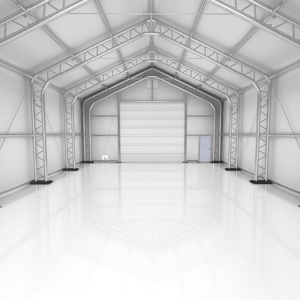 TMG Industrial Pro Series 30' x 80' Dual Truss Storage Shelter with Heavy Duty 17 oz PVC Cover & Drive Through Doors, TMG-DT3081-PRO
