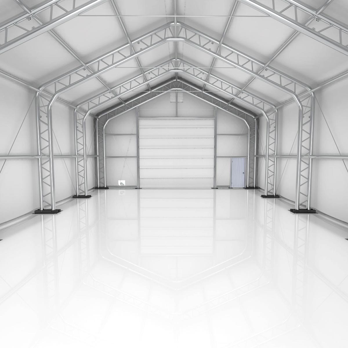 TMG Industrial Pro Series 30' x 80' Dual Truss Storage Shelter with Heavy Duty 17 oz PVC Cover & Drive Through Doors, TMG-DT3081-PRO