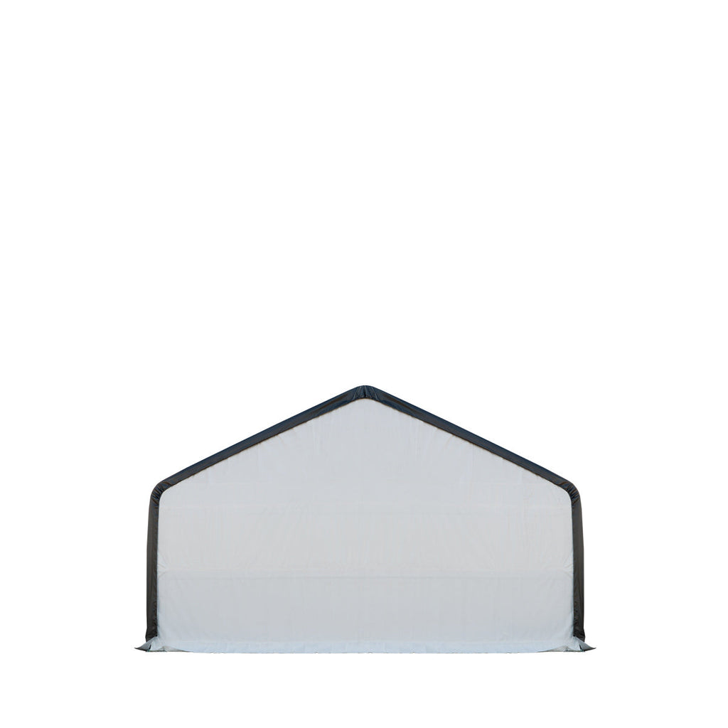 TMG Industrial 80’ x 33’ Dual Truss Storage Shelter Workshop, (3) 19’ Wide Drive-Through Openings, Scaffolding-Style Door Frame Support, TMG-DT3380