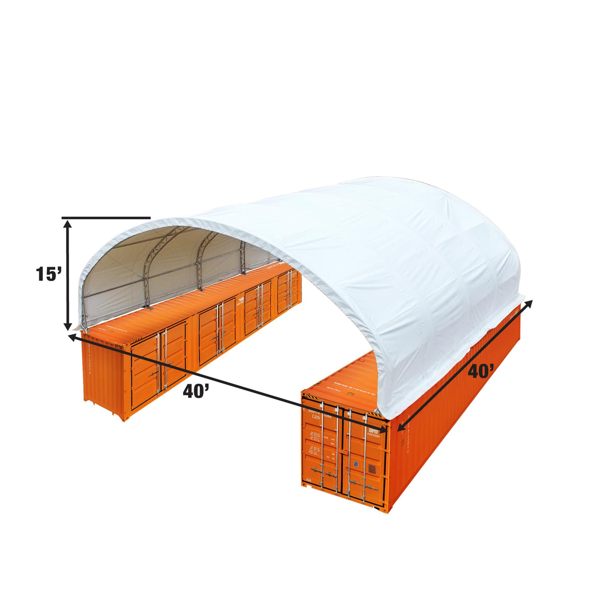 TMG Industrial 40' x 40' Dual Truss Container Shelter with Heavy Duty 21 oz PVC Cover, TMG-DT4041C (Previously DT4040C)