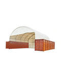 TMG Industrial 40' x 40' Dual Truss Container Shelter with Heavy Duty 21 oz PVC Cover, Enclosed End Wall & Front Drop, TMG-DT4041CF (DT4040CF)