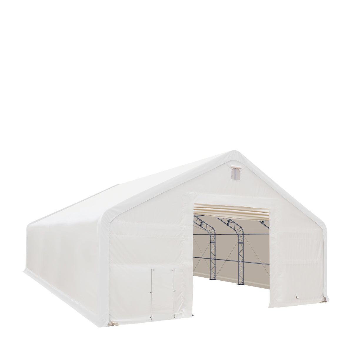 TMG Industrial 40' x 40' Dual Truss Storage Shelter with Heavy Duty 21 oz PVC Cover & Drive Through Doors, TMG-DT4041