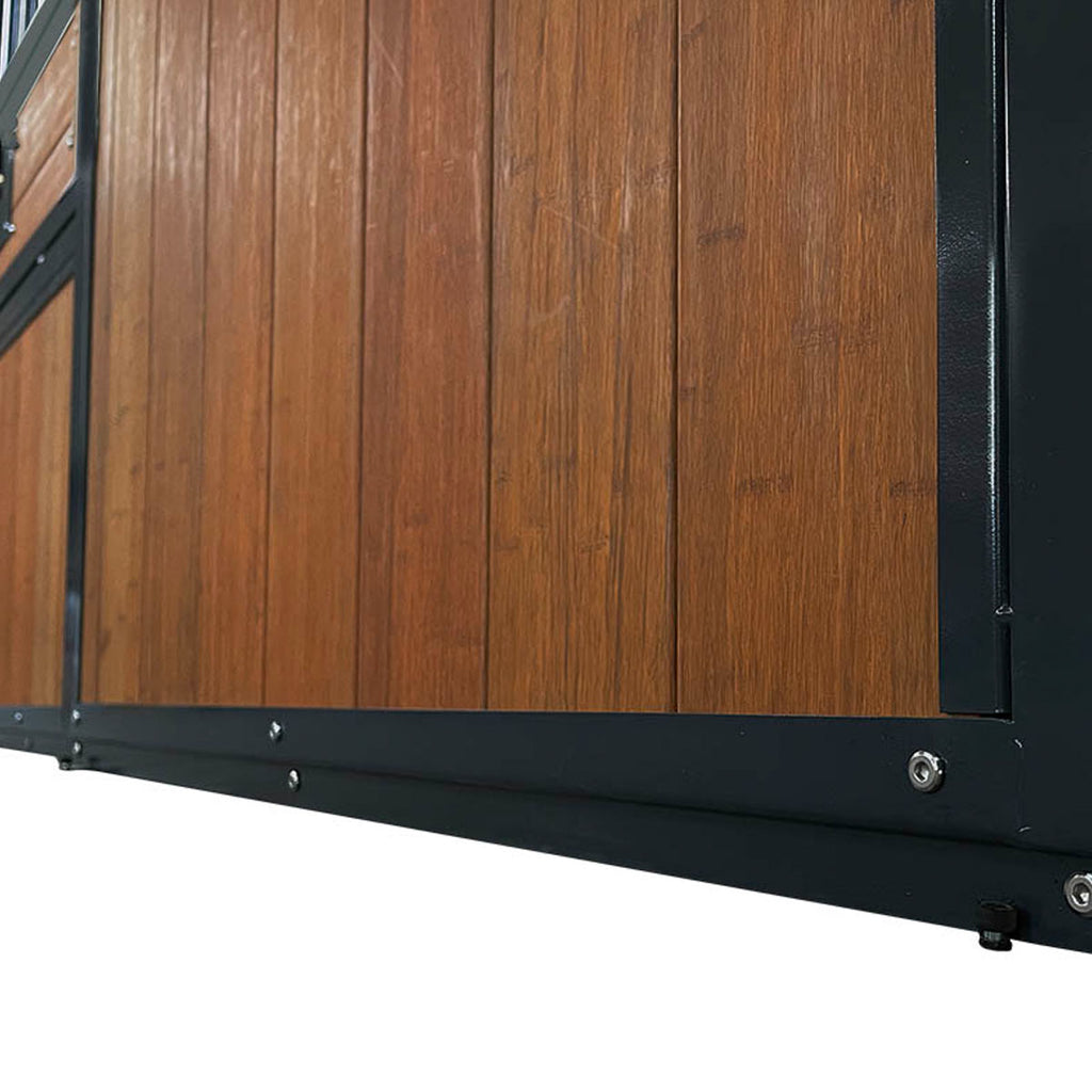 TMG Industrial 12’ Horse Stall Bamboo Panel, Vertical Bar Top, Front panel c/w Window/Feeder and Sliding Door, TMG-FHS13A and FHS13B