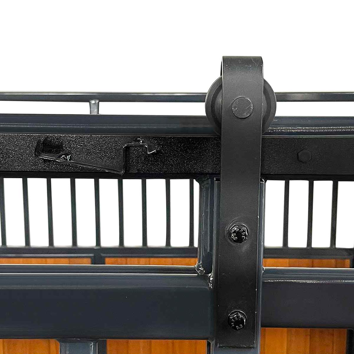 TMG Industrial 12’ Horse Stall Bamboo Panel, Vertical Bar Top, Front panel c/w Window/Feeder and Sliding Door, TMG-FHS13A and FHS13B