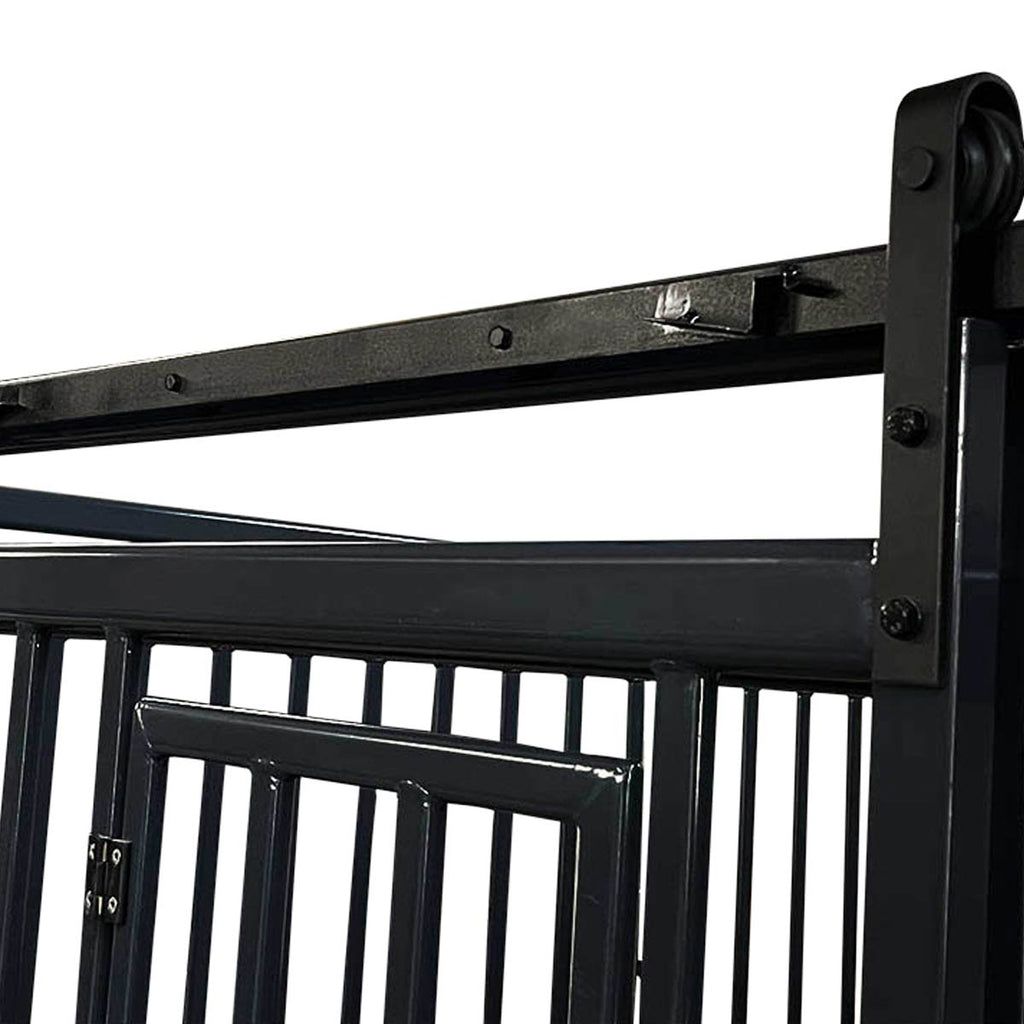 TMG Industrial 12’ Horse Stall Bamboo Panel, Vertical Bar Top, Front panel c/w Window/Feeder and Sliding Door, TMG-FHS13A and FHS13B