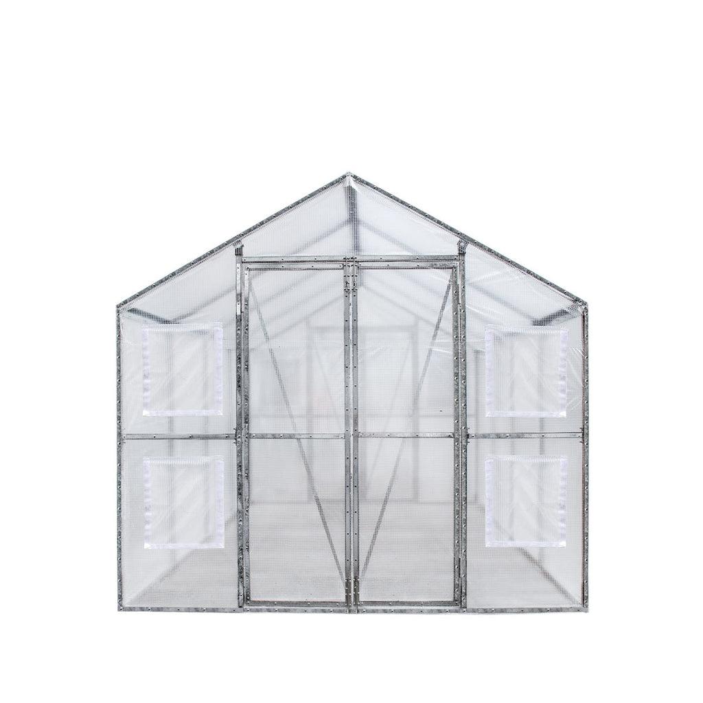 TMG Industrial 8’ x 13’ Greenhouse Grow Tent w/20 Mil Ripstop Leno Mesh PVC Cover, Galvanized Steel Frame, Roll-up Windows, TMG-GH813