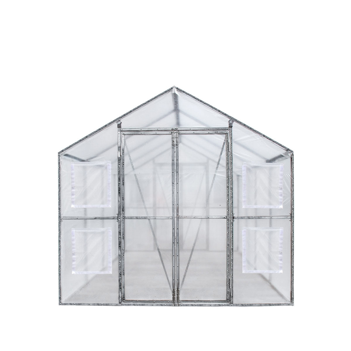TMG Industrial 8’ x 13’ Greenhouse Grow Tent w/20 Mil Ripstop Leno Mesh PVC Cover, Galvanized Steel Frame, Roll-up Windows, TMG-GH813