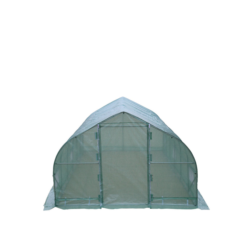 TMG Industrial 10’ x 20’ Tunnel Greenhouse Grow Tent w/Ripstop Leno Cover, Cold Frame, Roll-Up Mesh Windows, Peak Roof, TMG-GH1020P