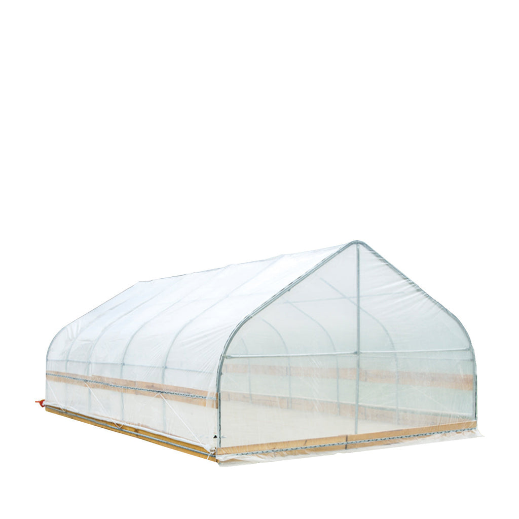 TMG Industrial 12’ x 20’ Tunnel Greenhouse Grow Tent w/6 Mil Clear EVA Plastic Film, Cold Frame, Hand Crank Roll-Up Sides, Peak Ceiling Roof, TMG-GH1220