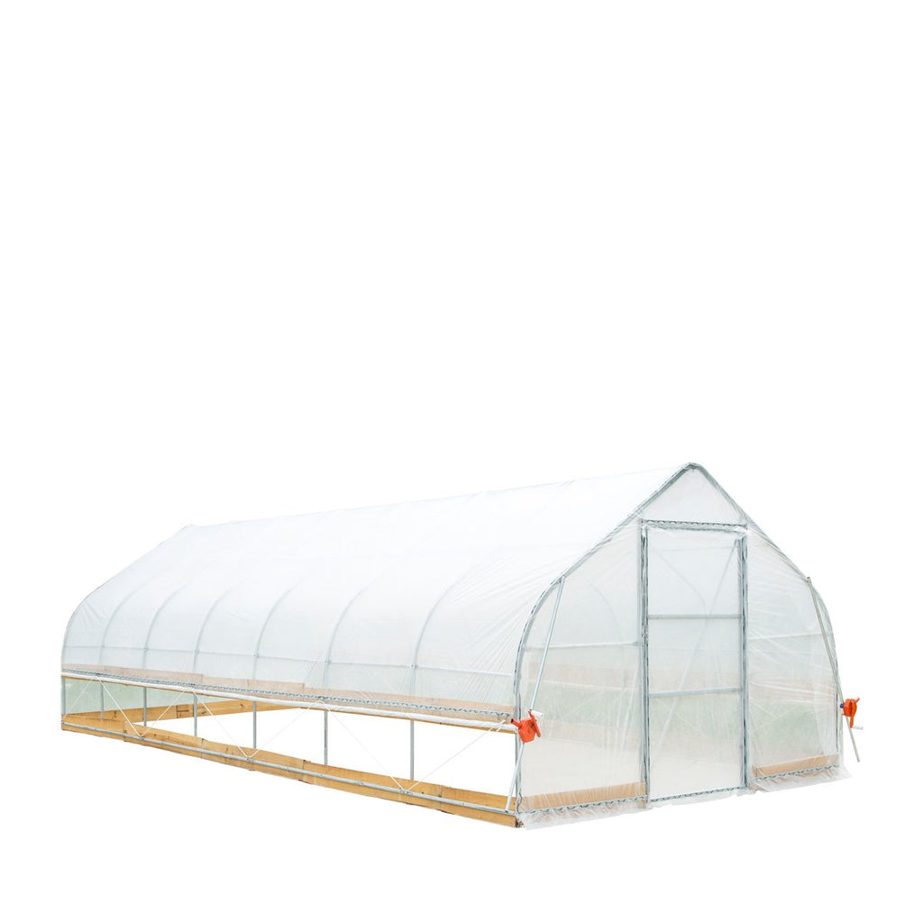 TMG Industrial 12’ x 30’ Tunnel Greenhouse Grow Tent w/6 Mil Clear EVA Plastic Film, Cold Frame, Hand Crank Roll-Up Sides, Peak Ceiling Roof, TMG-GH1230