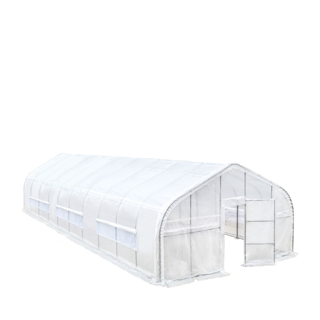 TMG Industrial 20’ x 50’ Tunnel Greenhouse Grow Tent w/12 Mil Ripstop Leno Mesh Cover, Cold Frame, Roll-up Windows, Peak Ceiling Roof, TMG-GH2050