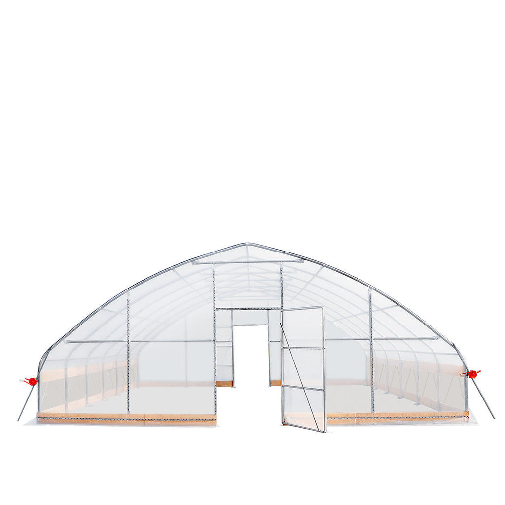 TMG Industrial 25’ x 25’ Tunnel Greenhouse Grow Tent w/6 Mil Clear EVA Plastic Film, Cold Frame, Hand Crank Roll-Up Sides, Peak Ceiling Roof, TMG-GH2525