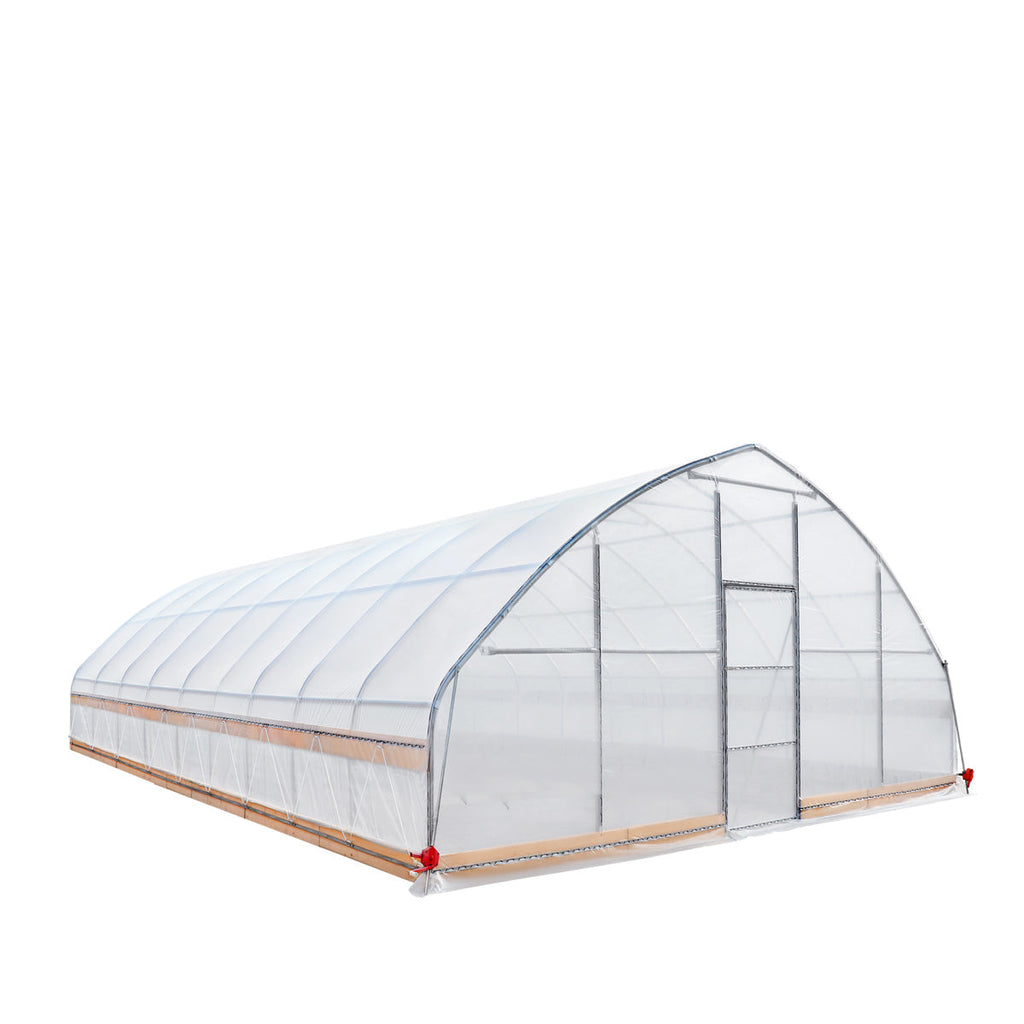 TMG Industrial 25’ x 40’ Tunnel Greenhouse Grow Tent w/6 Mil Clear EVA Plastic Film, Cold Frame, Hand Crank Roll-Up Sides, Peak Ceiling Roof, TMG-GH2540