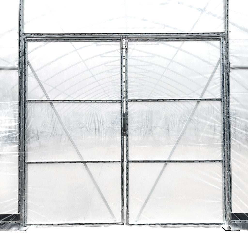 TMG Industrial 30’ x 150’ Tunnel Greenhouse Grow Tent w/6 Mil Clear EVA Plastic Film, Cold Frame, Hand Crank Roll-Up Sides, Peak Ceiling Roof, TMG-GH30150