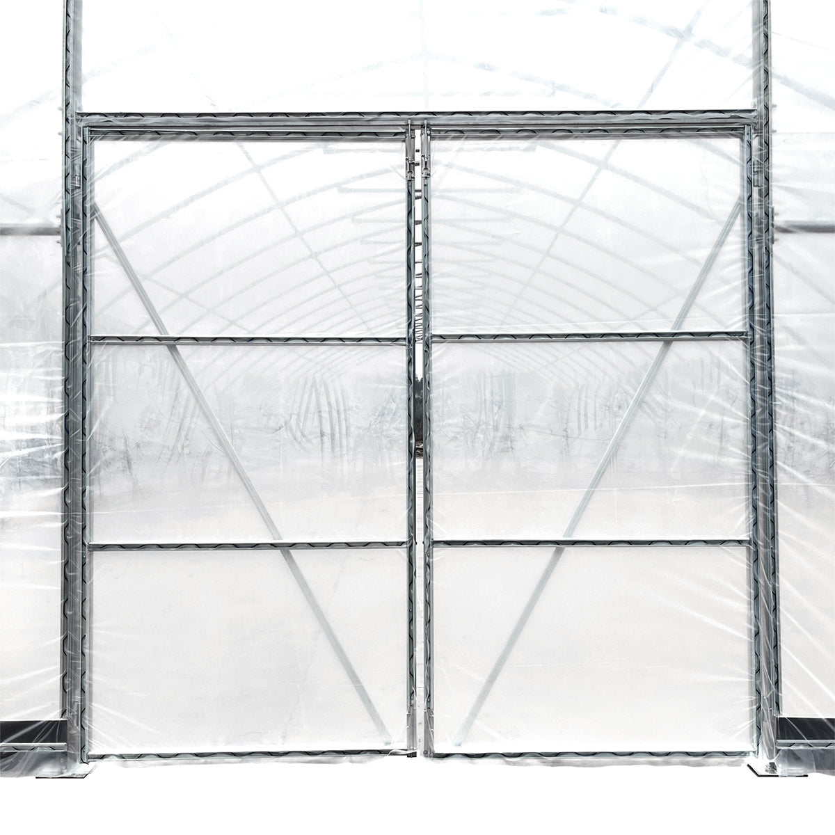 TMG Industrial 30’ x 150’ Tunnel Greenhouse Grow Tent w/6 Mil Clear EVA Plastic Film, Cold Frame, Hand Crank Roll-Up Sides, Peak Ceiling Roof, TMG-GH30150