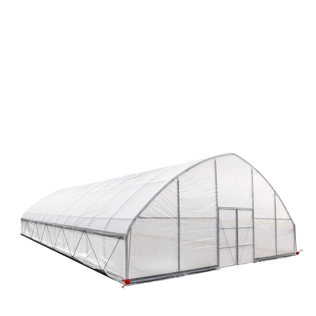 TMG Industrial 30’ x 50’ Tunnel Greenhouse Grow Tent w/6 Mil Clear EVA Plastic Film, Cold Frame, Hand Crank Roll-Up Sides, Peak Ceiling Roof, TMG-GH3050