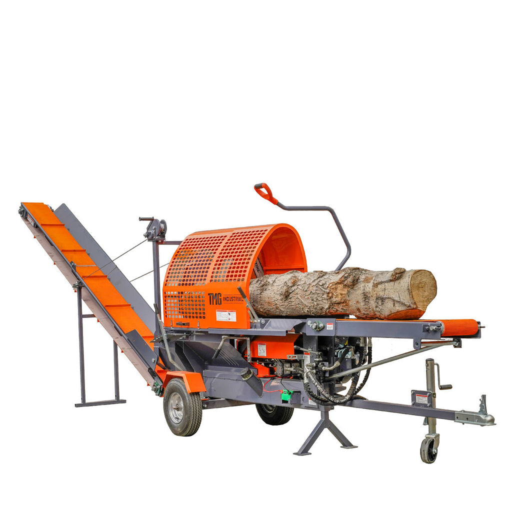 TMG Industrial Firewood Log Splitter Processor Conveyor, 24" x 15" Log Capacity, 14 HP Kohler Engine, 18” STIHL Chainsaw, TMG-GLS20