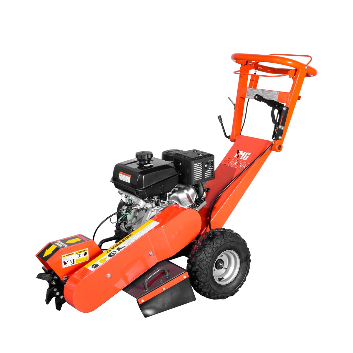 TMG Industrial Walk-Behind Kohler Powered Stump Grinder, 9 Carbide Teeth, 24” Cutting Capacity, 14 HP Gasoline Engine, TMG-GSG9