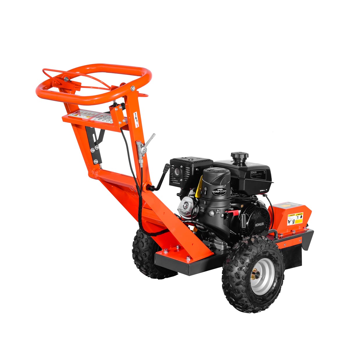 TMG Industrial Walk-Behind Kohler Powered Stump Grinder, 9 Carbide Teeth, 24” Cutting Capacity, 14 HP Gasoline Engine, TMG-GSG9
