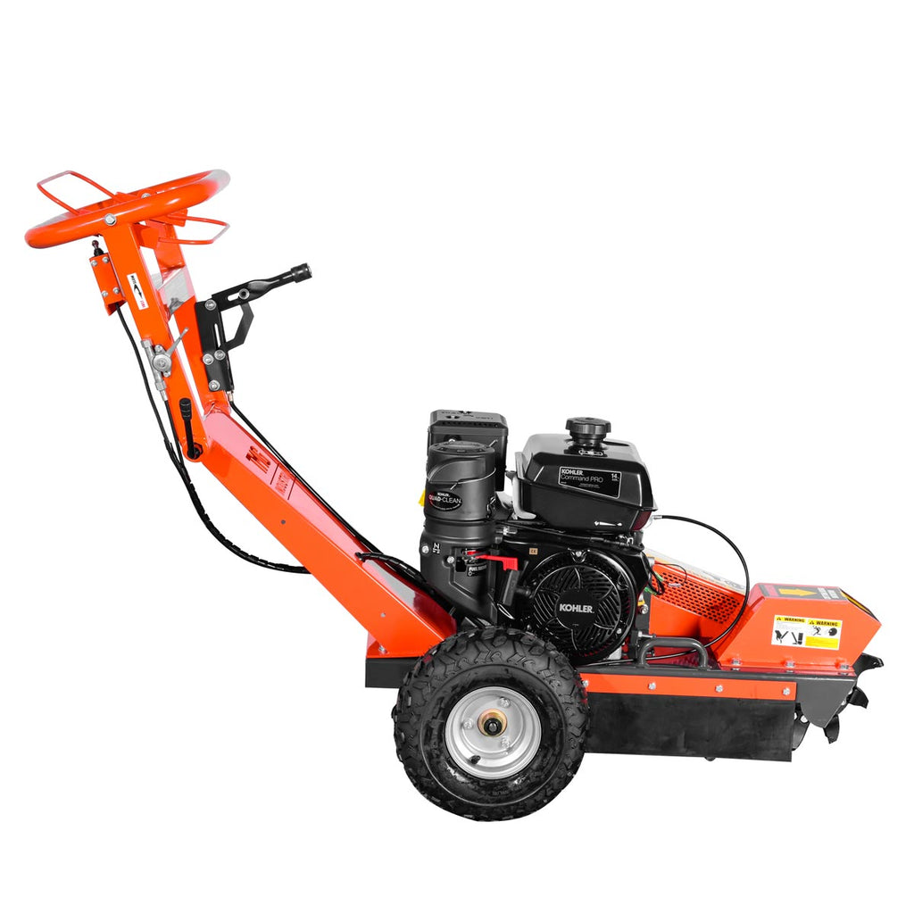 TMG Industrial Walk-Behind Kohler Powered Stump Grinder, 9 Carbide Teeth, 24” Cutting Capacity, 14 HP Gasoline Engine, TMG-GSG9