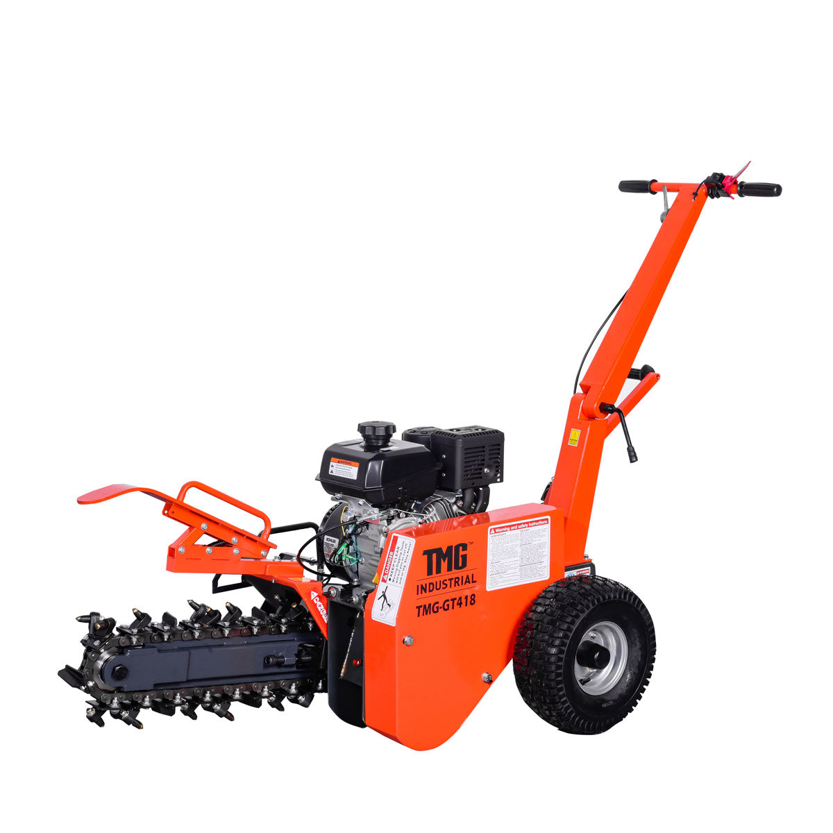 TMG Industrial 18” Kohler Powered Trenching Machine, 4” Trench Width, 18” Trench Depth, 7 HP Gasoline Engine, Auto-Feed Auger, TMG-GT418