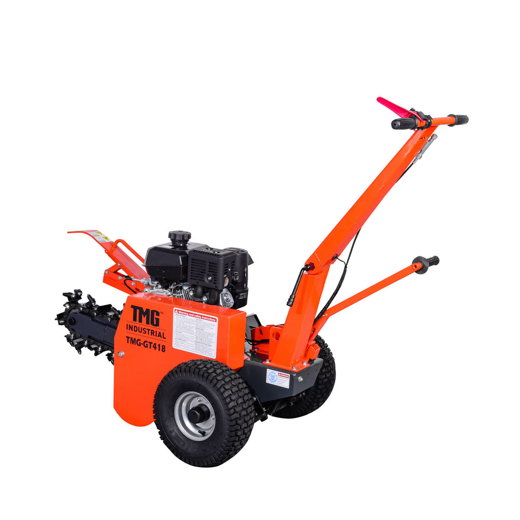 TMG Industrial 18” Kohler Powered Trenching Machine, 4” Trench Width, 18” Trench Depth, 7 HP Gasoline Engine, Auto-Feed Auger, TMG-GT418