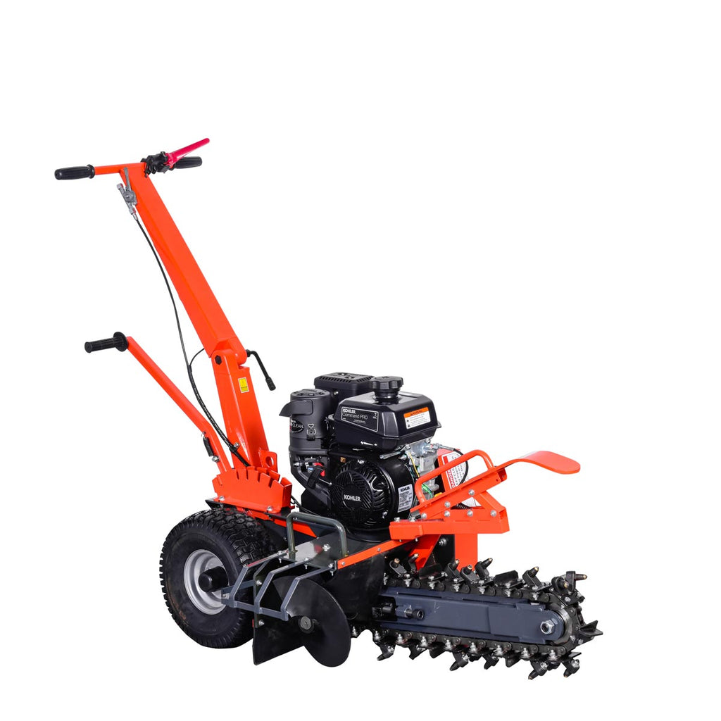 TMG Industrial 18” Kohler Powered Trenching Machine, 4” Trench Width, 18” Trench Depth, 7 HP Gasoline Engine, Auto-Feed Auger, TMG-GT418