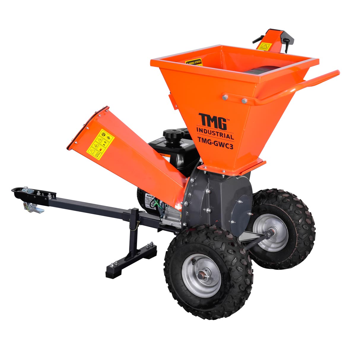 TMG Industrial 3-in-1 3” Wood Chipper, Shredder & Vacuum, ATV Tow-Behind, 7 HP Kohler Engine, 6" Suction Port, 8’ Vacuum Hose, TMG-GWC3