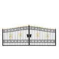 TMG Industrial 16-ft Bi-Parting Deluxe Wrought Iron Ornamental Gate, 100% Solid Forged Steel, Powder Coated, TMG-MG16