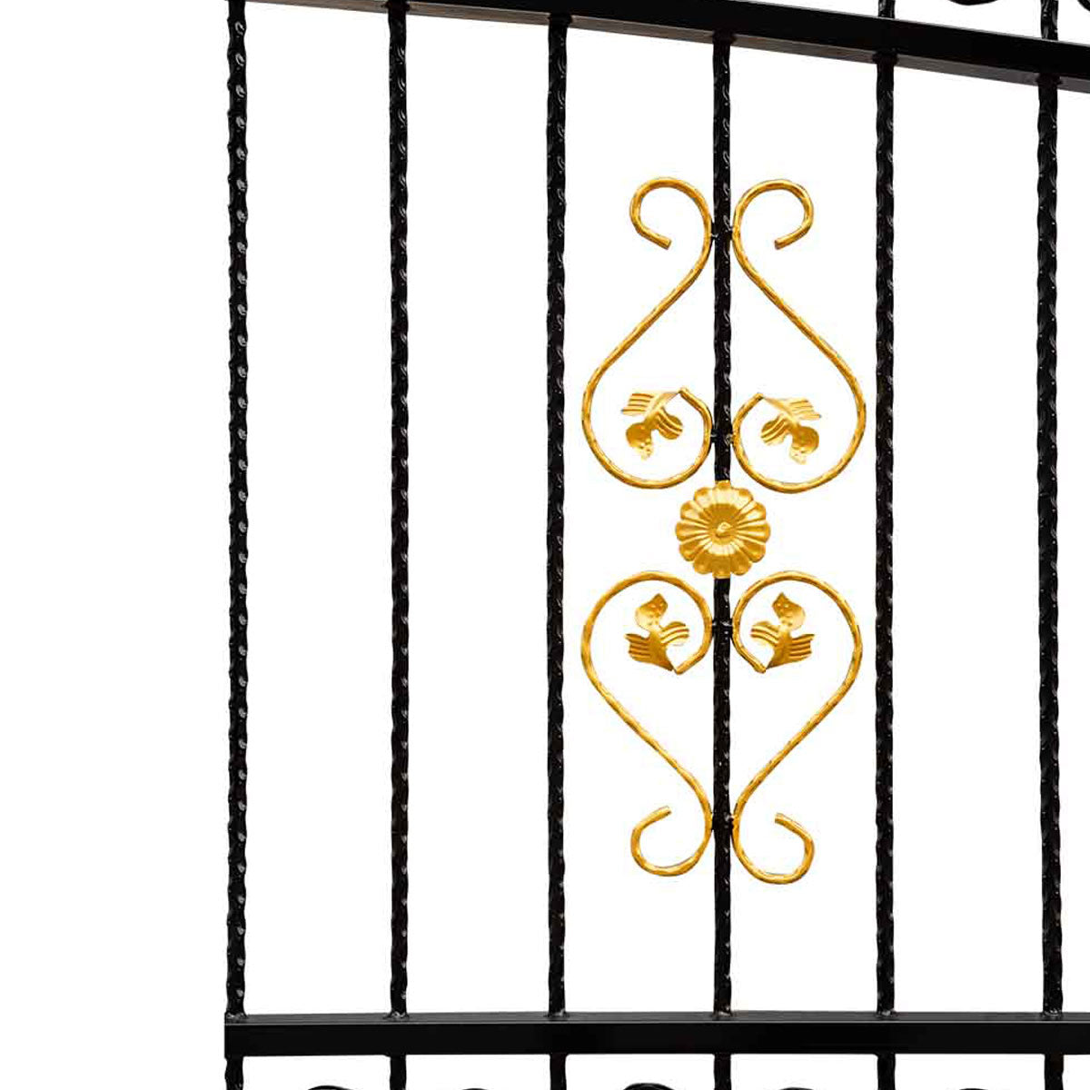 TMG Industrial 16-ft Bi-Parting Deluxe Wrought Iron Ornamental Gate, 100% Solid Forged Steel, Powder Coated, TMG-MG16