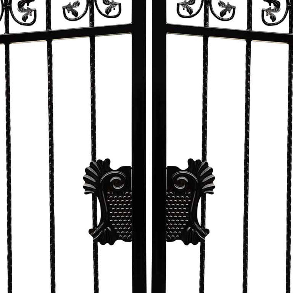 TMG Industrial 16-ft Bi-Parting Deluxe Wrought Iron Ornamental Gate, 100% Solid Forged Steel, Powder Coated, TMG-MG16