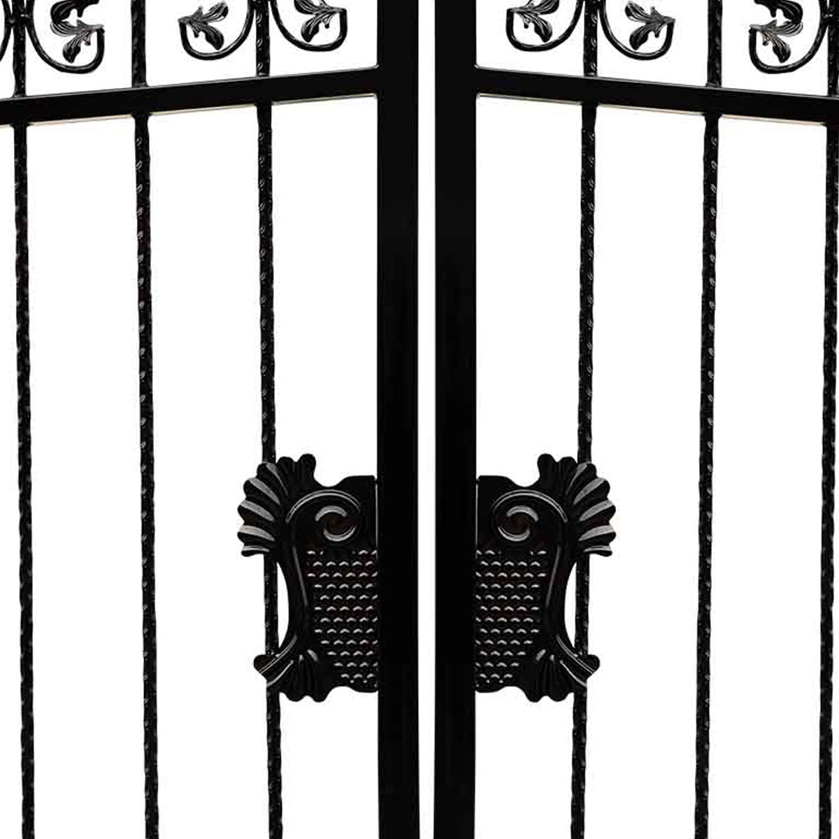 TMG Industrial 16-ft Bi-Parting Deluxe Wrought Iron Ornamental Gate, 100% Solid Forged Steel, Powder Coated, TMG-MG16
