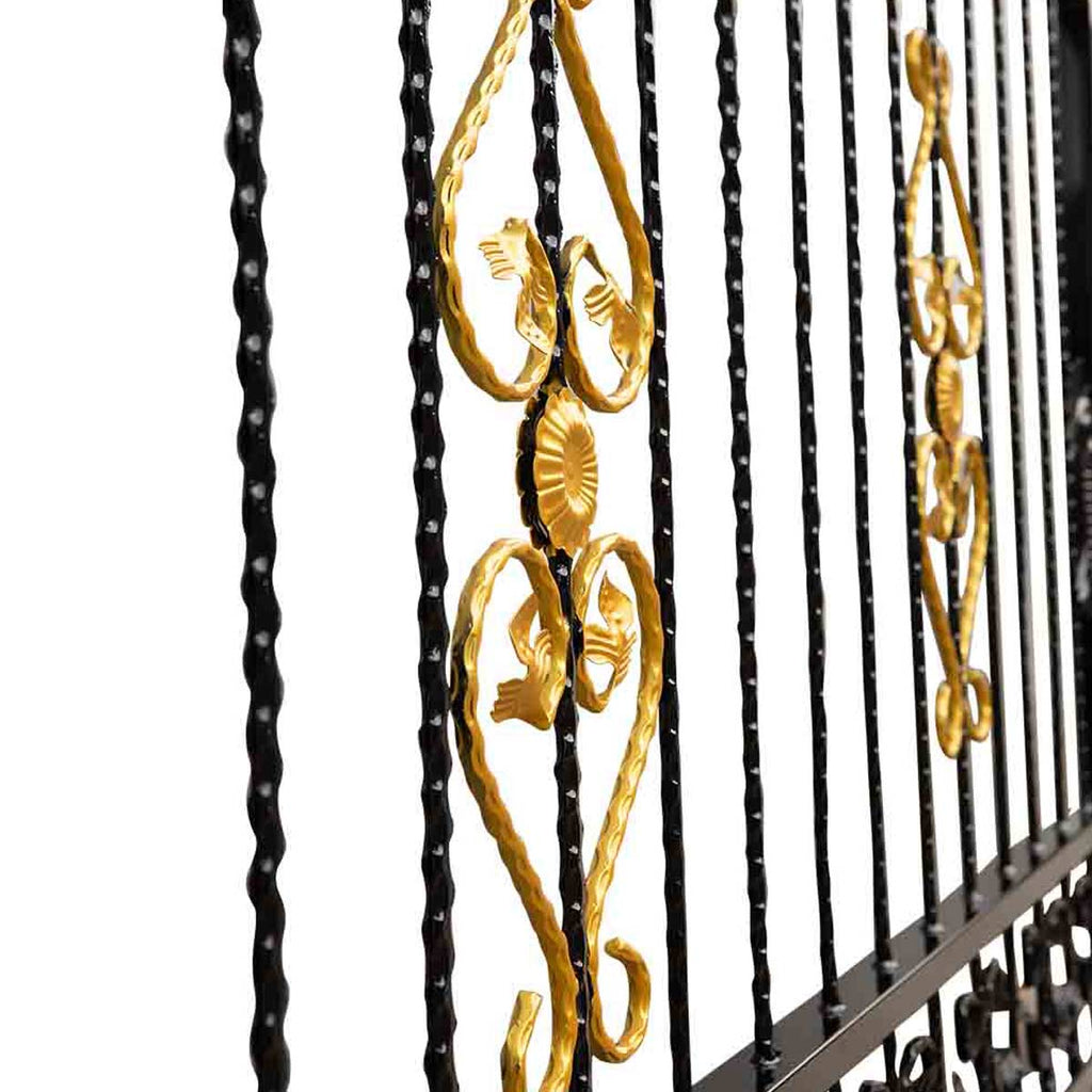 TMG Industrial 16-ft Bi-Parting Deluxe Wrought Iron Ornamental Gate, 100% Solid Forged Steel, Powder Coated, TMG-MG16