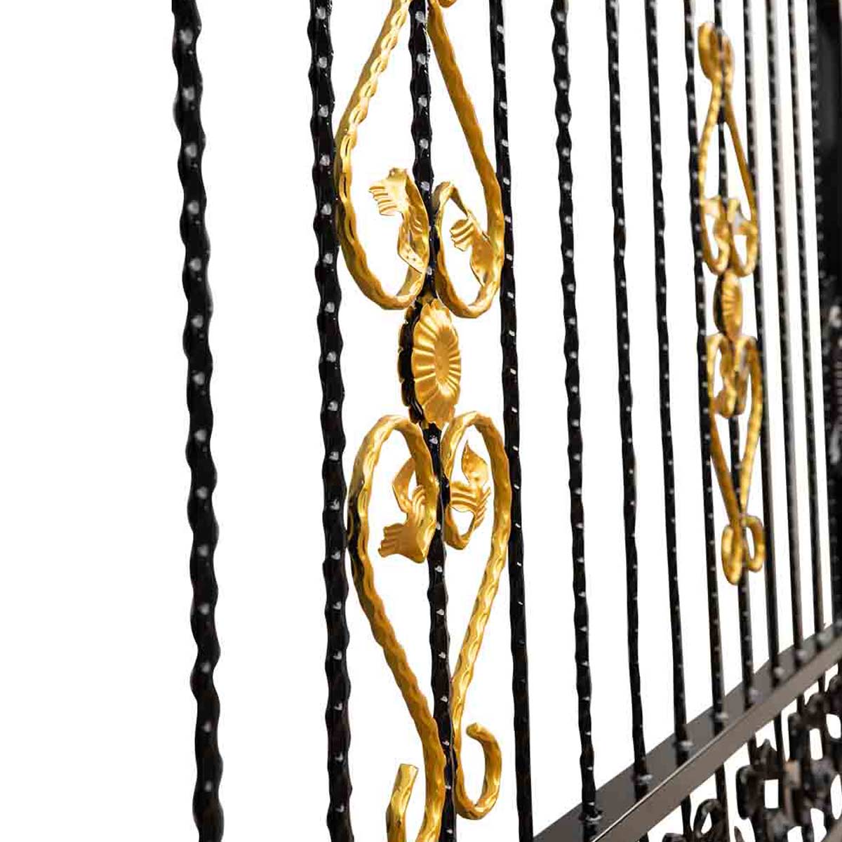TMG Industrial 16-ft Bi-Parting Deluxe Wrought Iron Ornamental Gate, 100% Solid Forged Steel, Powder Coated, TMG-MG16