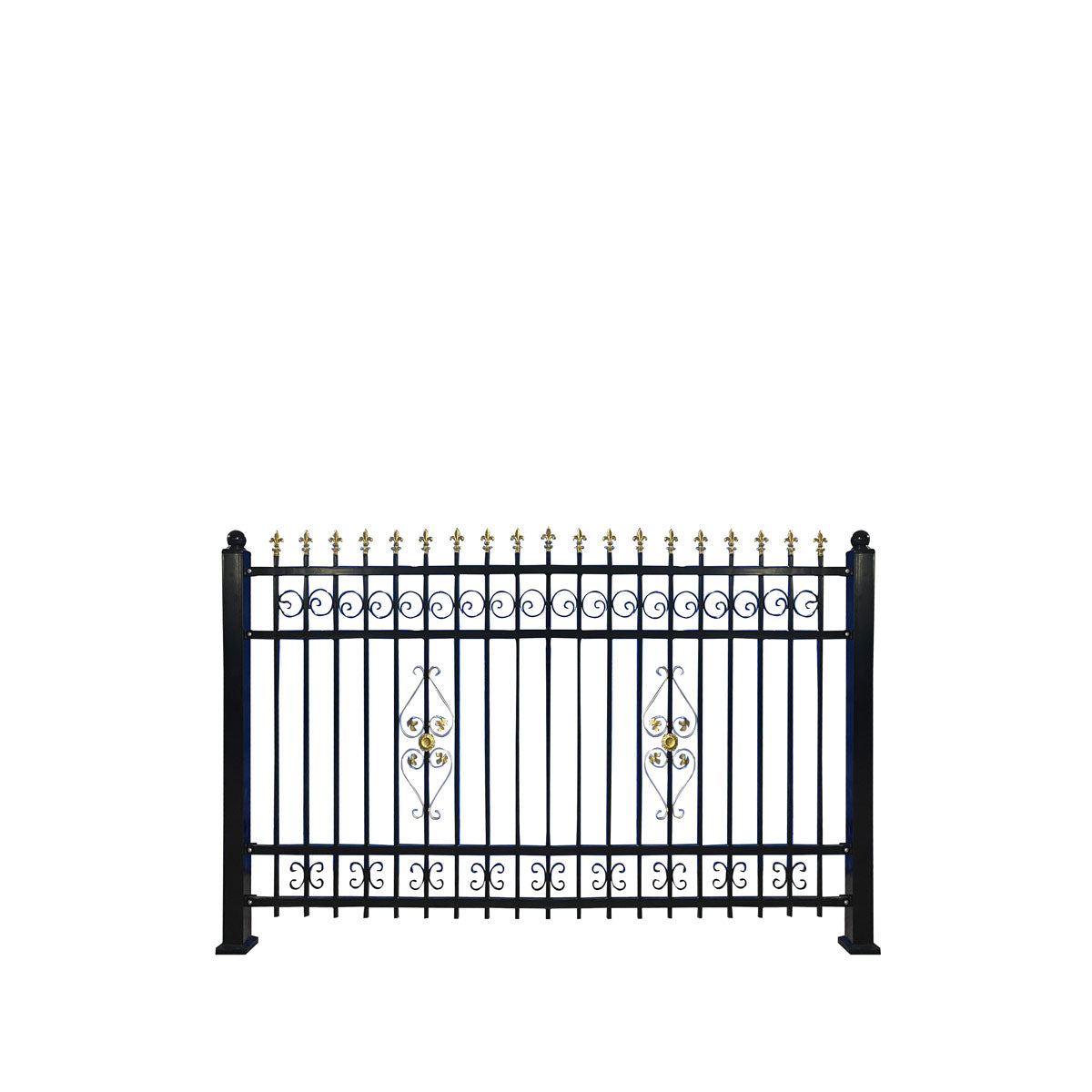 TMG Industrial 265-ft Bi-Parting Ornamental Wrought Iron Gate & Fence Panels Combo Pack, All Steel, Powder Coated, TMG-MG265P