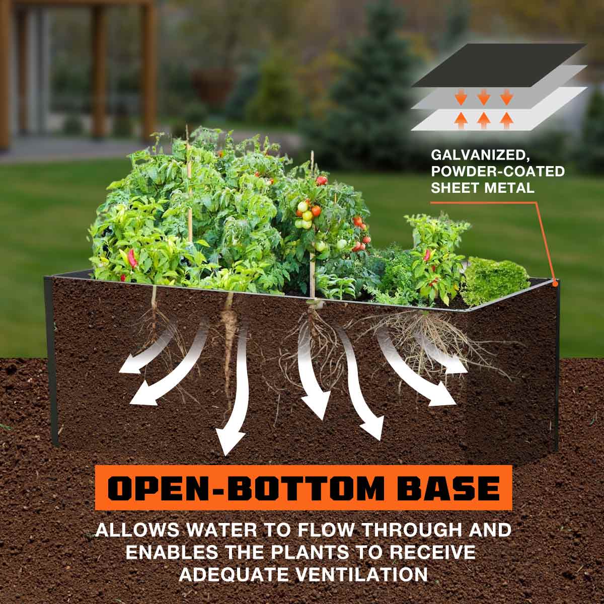 TMG Industrial Rectangular Metal Raised Garden Bed, 79” Bed Planting, Garden Planter, Galvanized & Powder Coated, TMG-MGB79