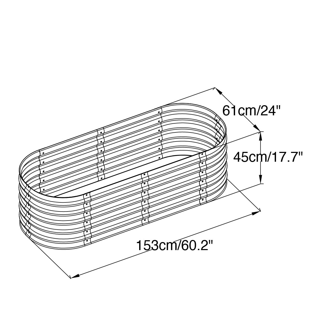 TMG Industrial Metal Raised Garden Bed Kit, 9-In-1 Modular Design, 18” Tall, Galvanized & Powder Coated, Rubber Edging, TMG-MGB96