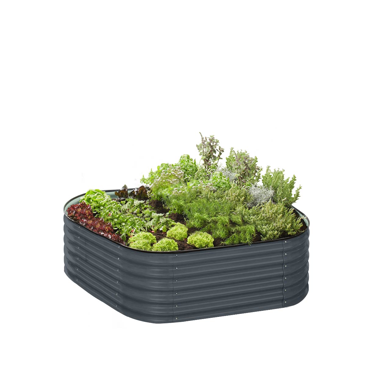 TMG Industrial Metal Raised Garden Bed Kit, 9-In-1 Modular Design, 18” Tall, Galvanized & Powder Coated, Rubber Edging, TMG-MGB96