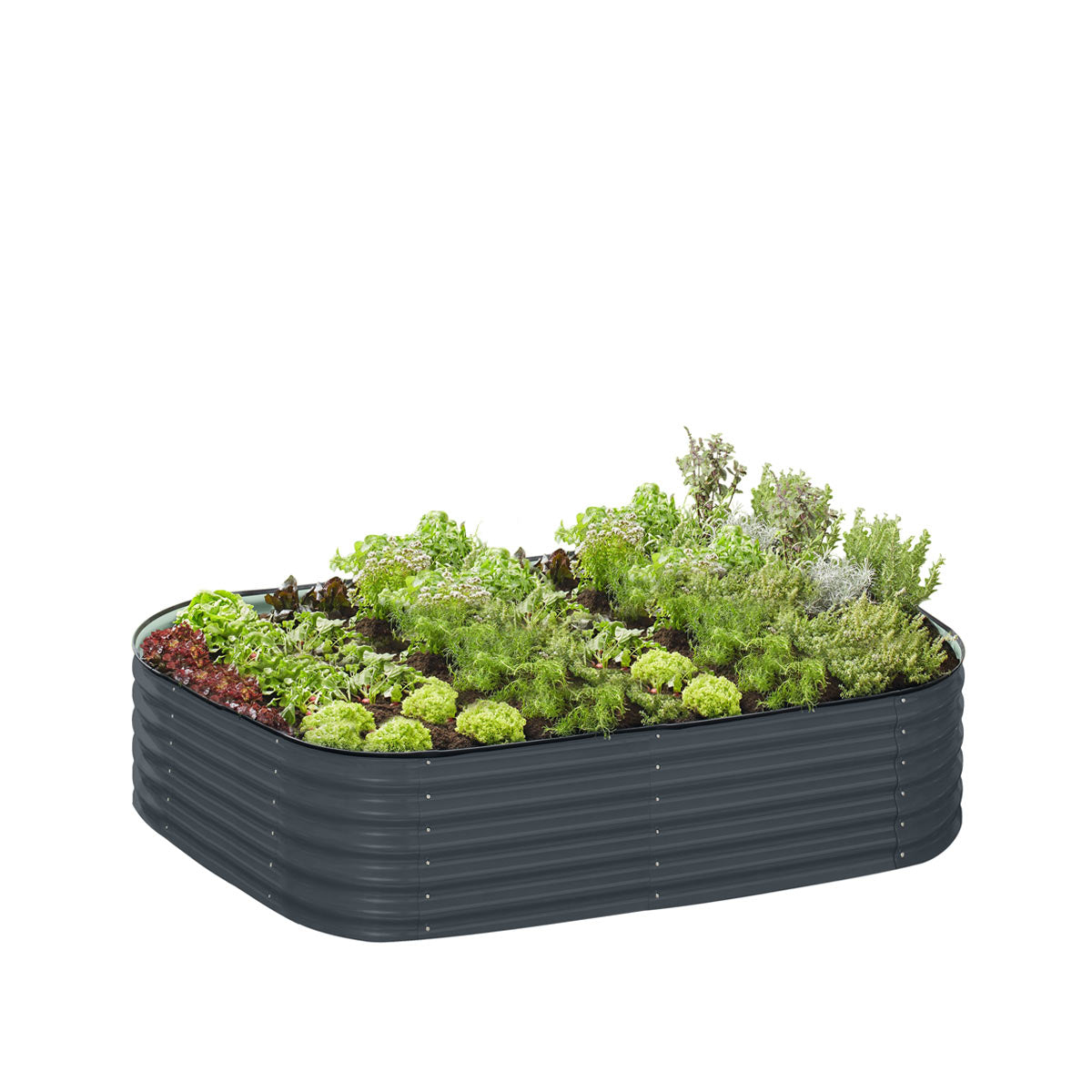 TMG Industrial Metal Raised Garden Bed Kit, 9-In-1 Modular Design, 18” Tall, Galvanized & Powder Coated, Rubber Edging, TMG-MGB96
